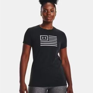 Under Armour Charcoal Grey Loose “Freedom” Flag T Shirt Size L New with Tags